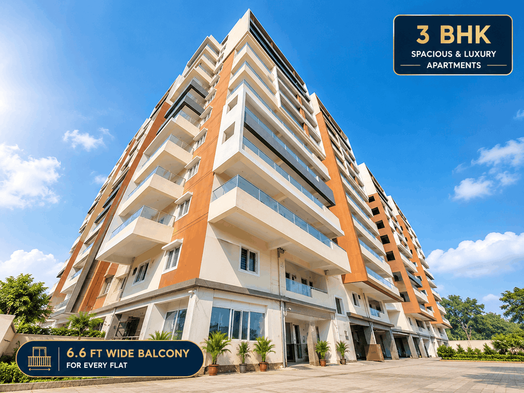 Sai Keerthi Lake View 3 BHK apartments with 6.6 ft wide balconies in Chanda Nagar, Hyderabad